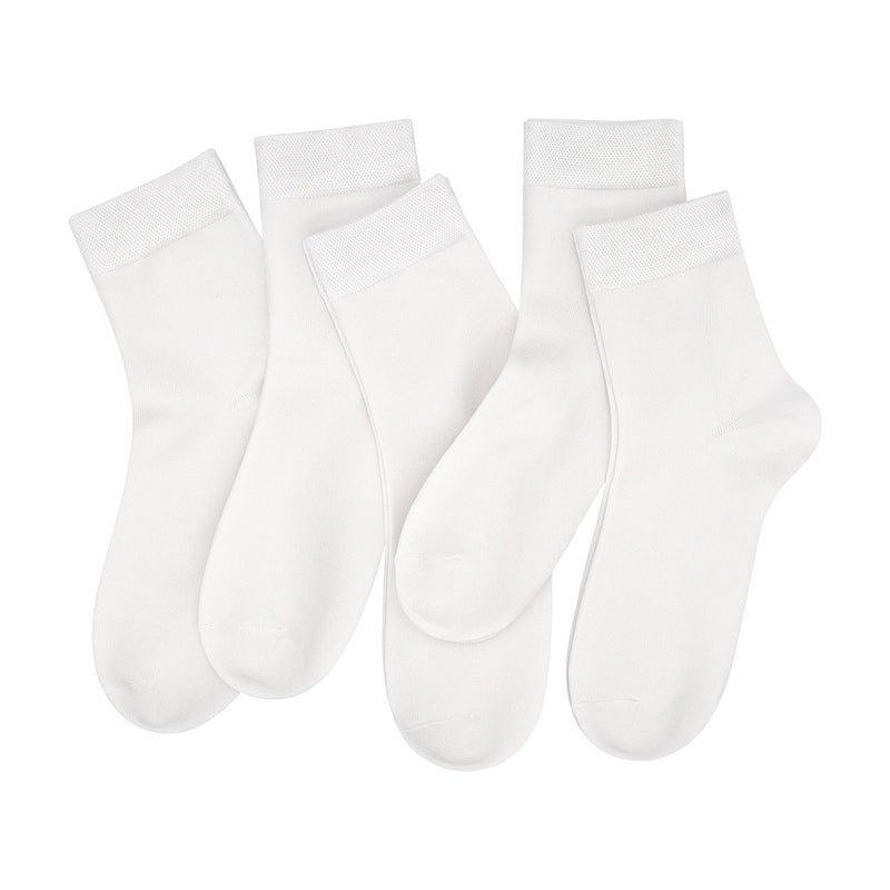 SERISIMPLE Women Thin Viscose Bamboo Socks Crew Lightweight Above Ankle Casual Dress Sock For Ladies Bootie Trouser 5 Pairs (White, Medium) - Image 1
